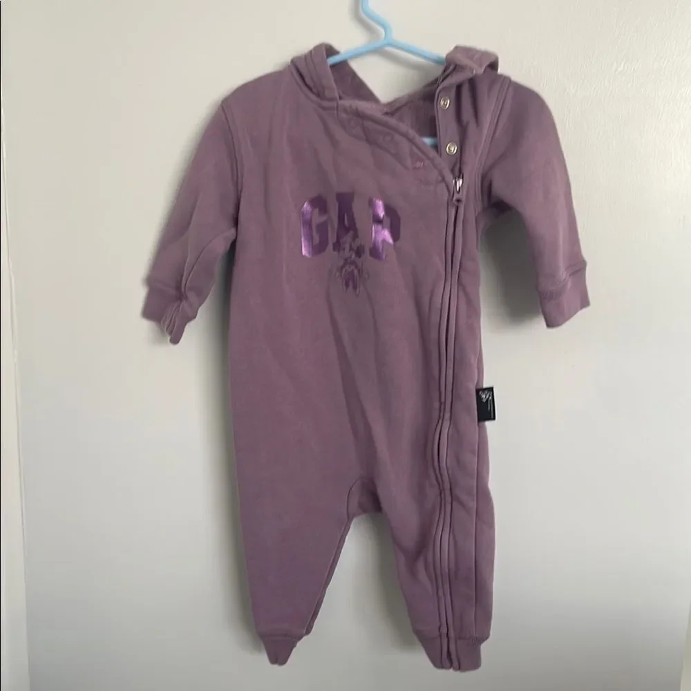Two footies GAP Purple and dog One Piece with Hood 6-12months